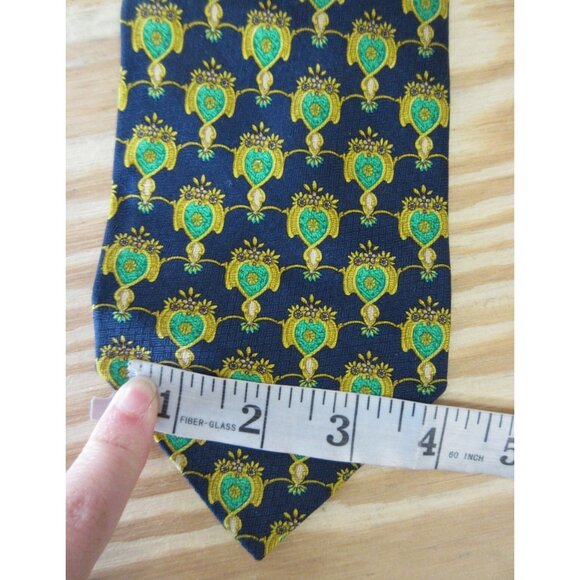 VINTAGE Valentino Neck Tie Silk Gold Cravatte Baroque Floral Hand Made - Picture 9 of 10